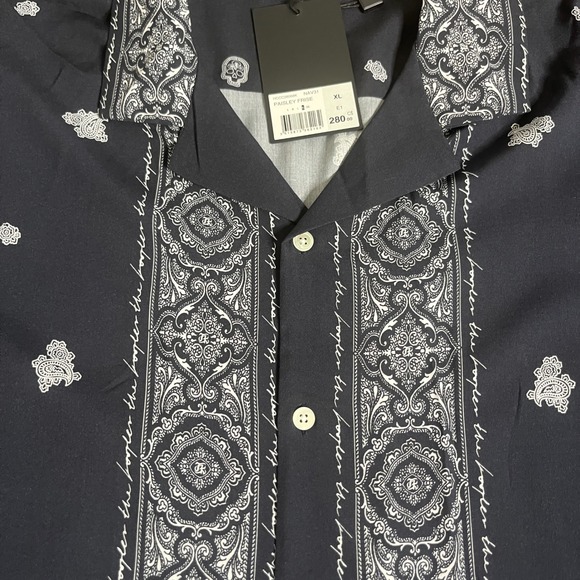 The Kooples Button Down Shirt Men XL Navy New Paisley Frise Skull HCCC28068K - Picture 4 of 12